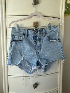 Levi's Light Blue Distressed Denim Cutoff Shorts